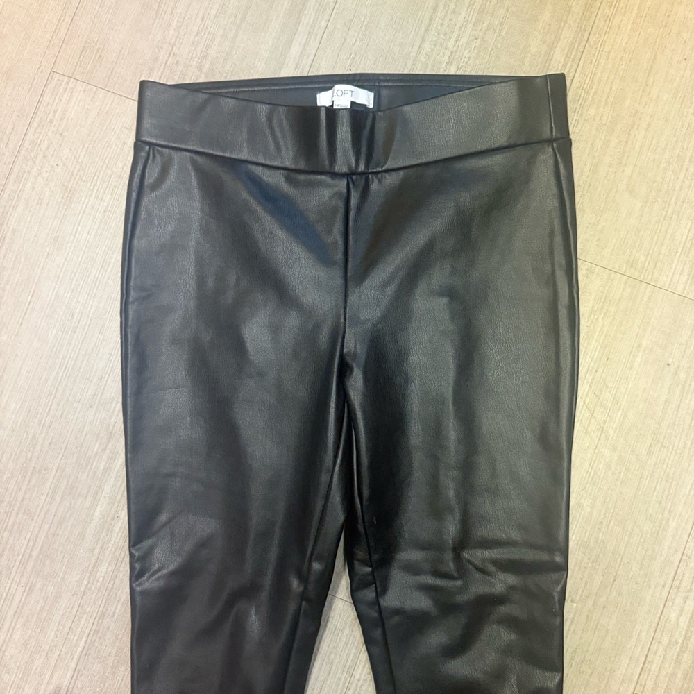 Loft Black Faux Leather Leggings Medium Petite